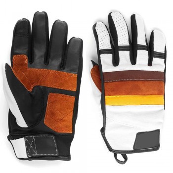 Touring Motorcycle Rally Gloves Leather Summer Gloves White Black Brown  