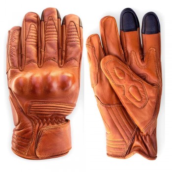 Premium Leather Motorcycle Gloves Cool Comfortable Riding Protection Cafe Racer Half Gauntlet Large