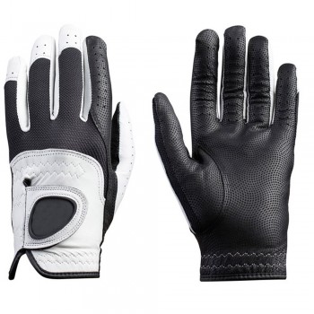 Leather Golf Glove White Black 