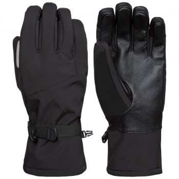 Mens Black Leather Ski Gloves Waterproof Touchscreen Warm Ski Gloves For Men